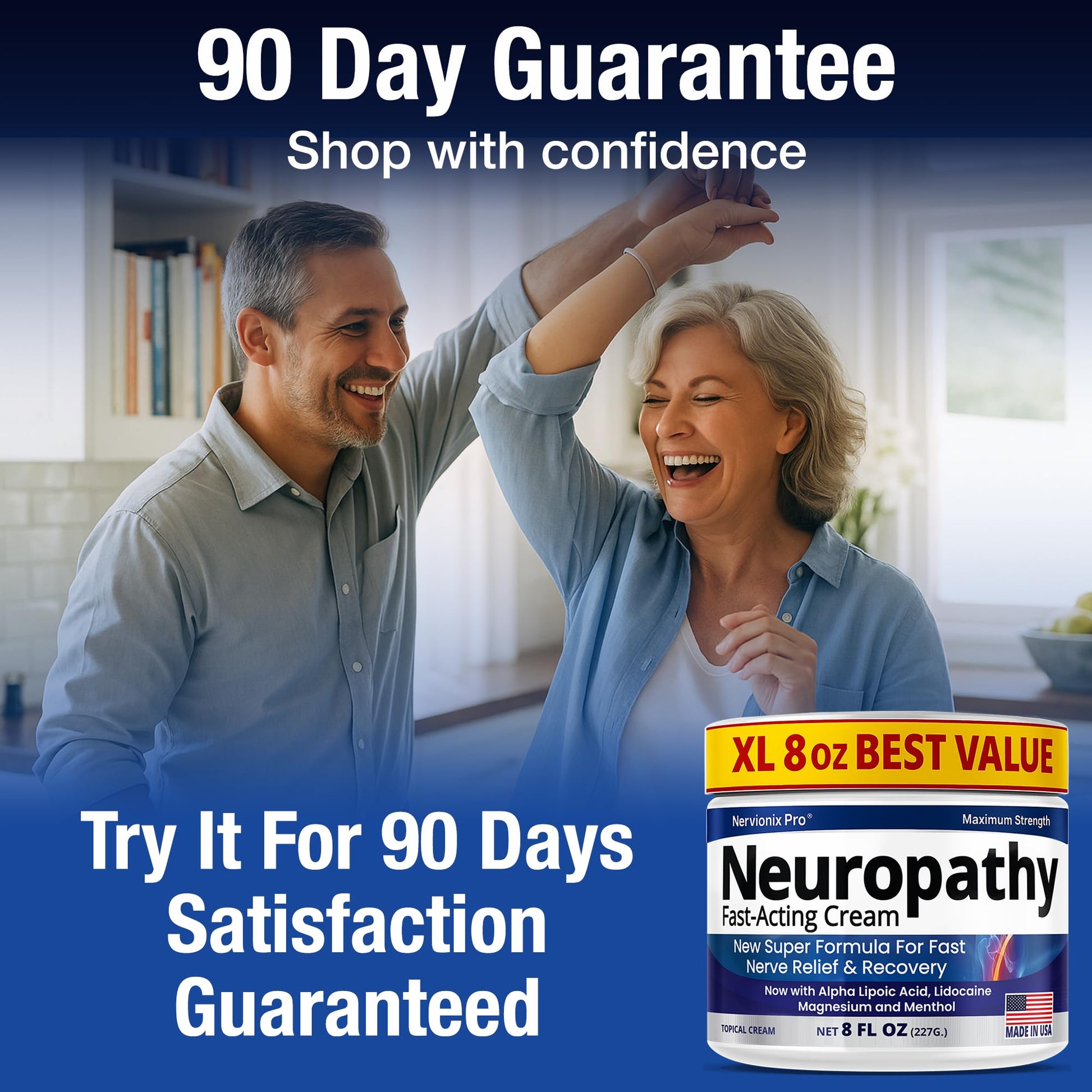 Neuropathy Nerve Relief Cream – Extra Large 8 oz – Maximum Strength for Feet Hands Legs Toes Back – Natural Ingredients Arnica Aloe Vera MSM Vitamins – Fast-Acting Soothing Relief – Super Value 8 oz NuturnaBuy Supplements Australia