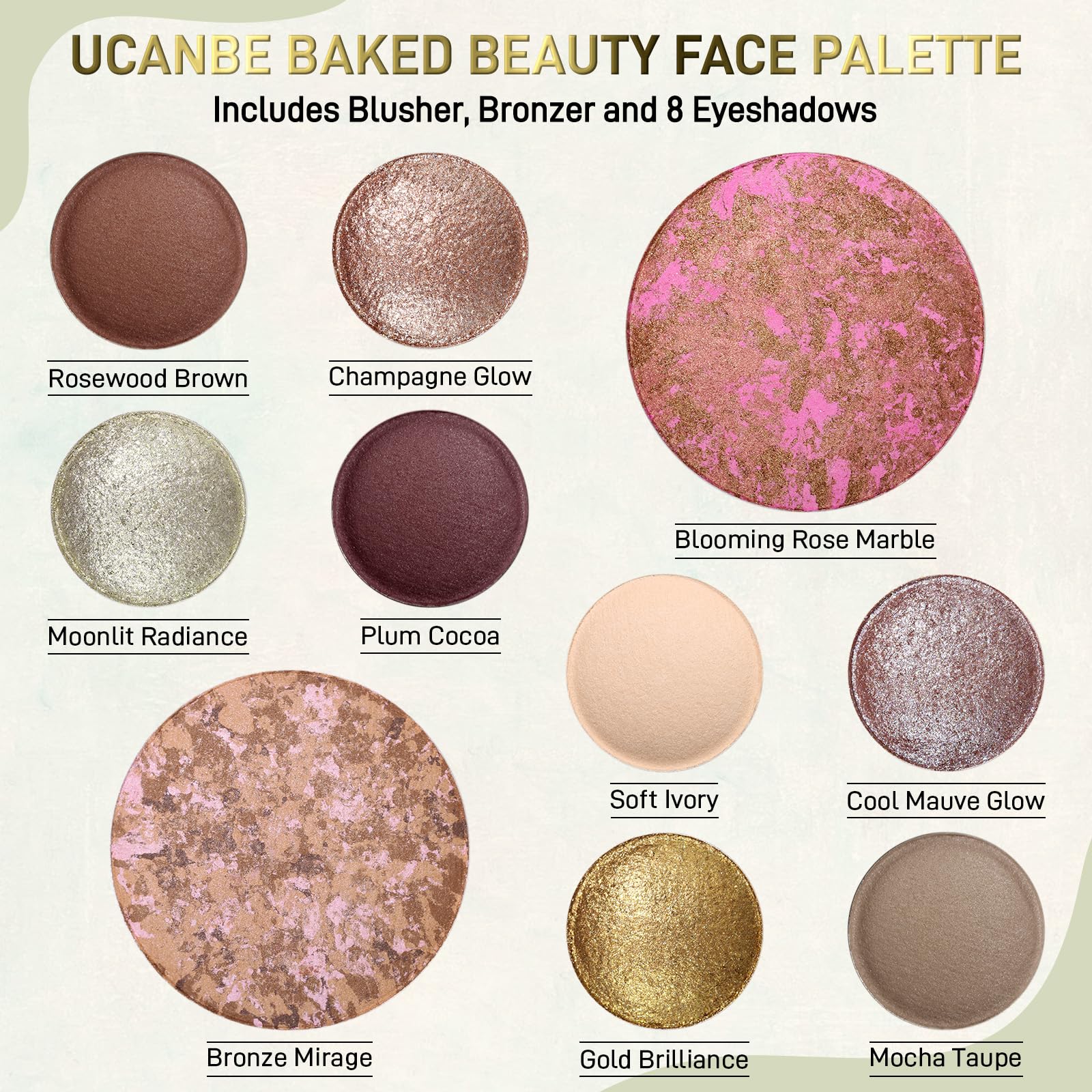 UCANBE Full Size Baked Makeup Palette Set - Include Blush, Bronzer, 8 Eyeshadows & Brushes, Pigmented All-in-One Face & Eye Compact Powder Beauty Holiday Gift Kit for Starter & Pros, Travel Friendly UCANBEBuy Supplements Australia