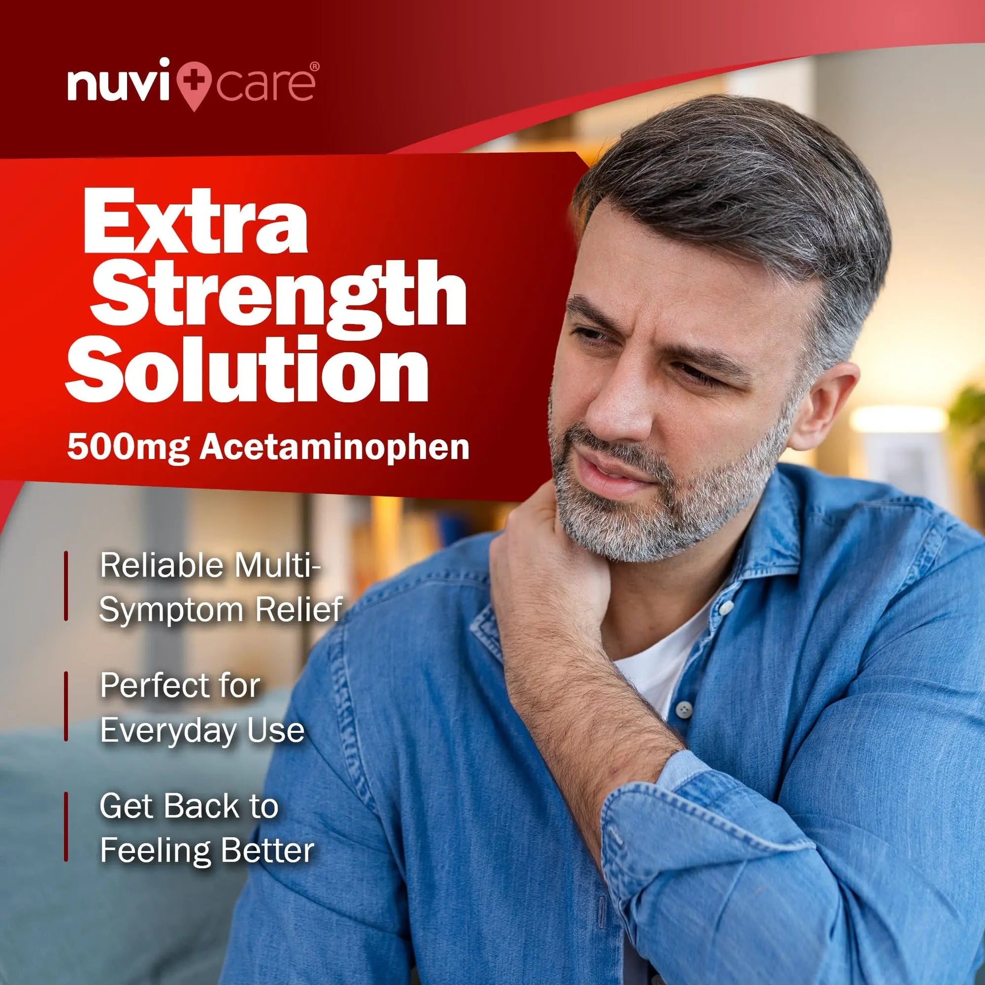 NUVICARE Acetaminophen 500mg Extra Strength Pain Relief - Compare to Tylenol Extra Strength Pain Reliever & Fever Reducer - 500mg Tablets for Adults for Headaches (100 Caplets) NUVICAREBuy Supplements Australia