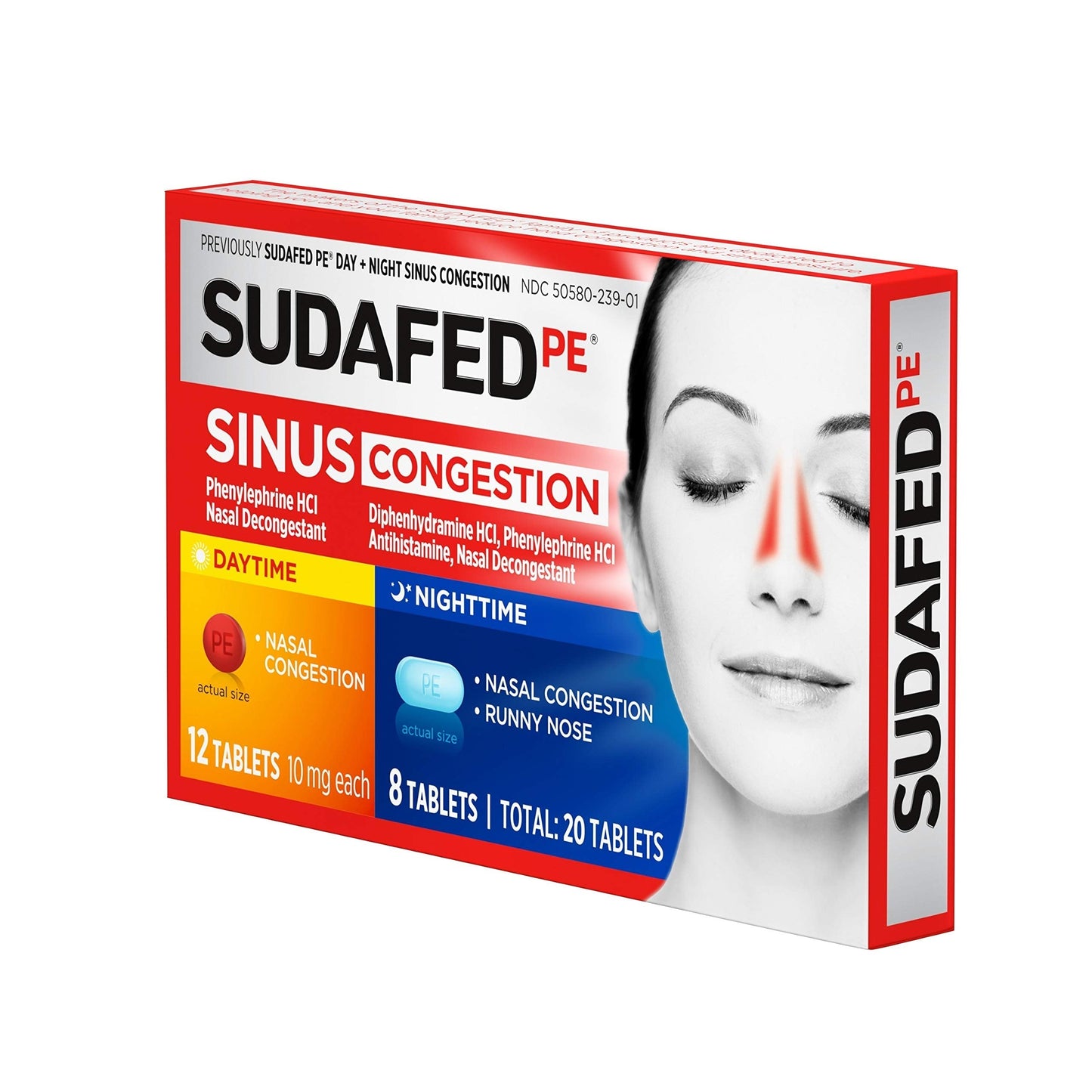 Sudafed PE Sinus Congestion Day + Night Maximum Strength Decongestant & Antihistamine Tablets with Phenylephrine HCl & Diphenhydramine HCl, Helps Nasal & Sinus Pressure & Congestion, 20 ct Sudafed buy supplements Au