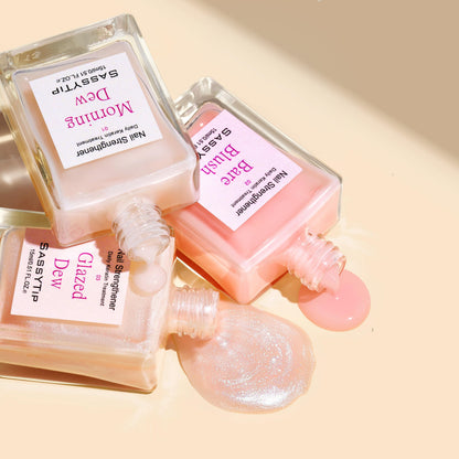 SASSYTIP Nail Strengthener for Damaged Nails - Keratin Nail Hardener & Growth Treatment, Nude Nail Polish Concealer with Jojoba Oil