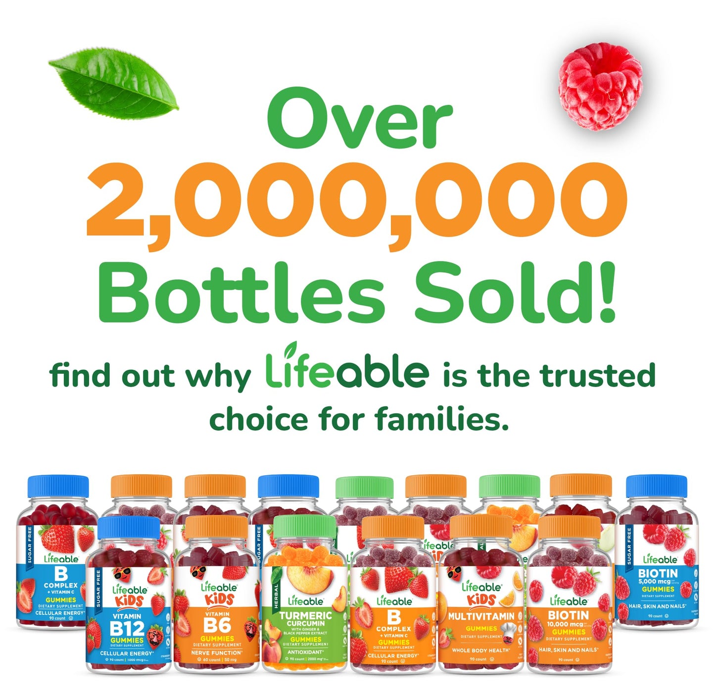 Lifeable Sugar Free Probiotics with Prebiotics Fiber – Great Tasting Natural Flavor Gummy Supplement – Keto Friendly Chewable – for Gut Health and Immune Support