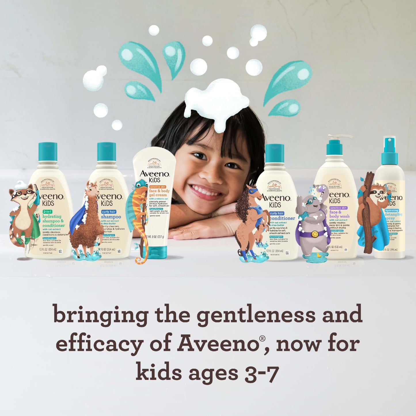 Aveeno Kids Shampoo & Conditioner, Formulated With Oat Extract to Gently Cleanse, Condition & Detangle Kids Hair