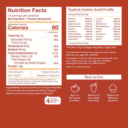 Further Food Chocolate Collagen Peptides Powder with Reishi Mushroom - 100% Grass-Fed, Hydrolyzed Type 1 & 3, 20g of Collagen per Serving, Supports Skin, Hair, Nails & Joints, Stick Packs, 9.74 Oz Further Food buy supplements Au