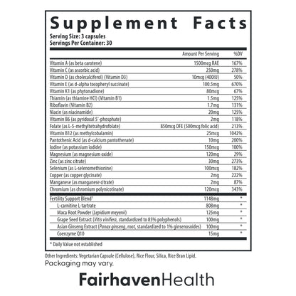 Fairhaven Health FertilAid for Men | Male Fertility Supplement for Count and Motility | Pre-Conception Support with L-Carnitine, CoQ10, Maca and Zinc | 90 Capsules | 3 Month Supply Fairhaven HealthBuy Supplements Australia