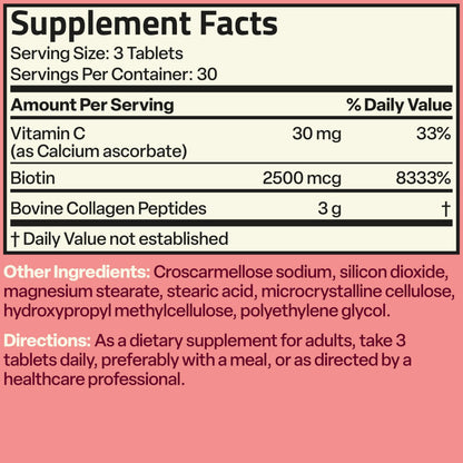 Bronson Collagen Peptides 3000mg (per Serving) with Biotin & Vitamin C - for Hair, Skin & Nails Support, Non-GMO, 90 Tablets