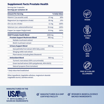 Snap Supplements Prostate Health Supplement with Saw Palmetto for Men, DHT Blocker - Helps Support Male Urinary Tract and Prostate for Mens Health