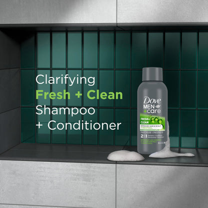 Dove Men+Care Fortifying 2 in 1 Shampoo and Conditioner Fresh and Clean with Caffeine for Normal to Oily Hair Helps Strengthen Thinning Hair 3 oz