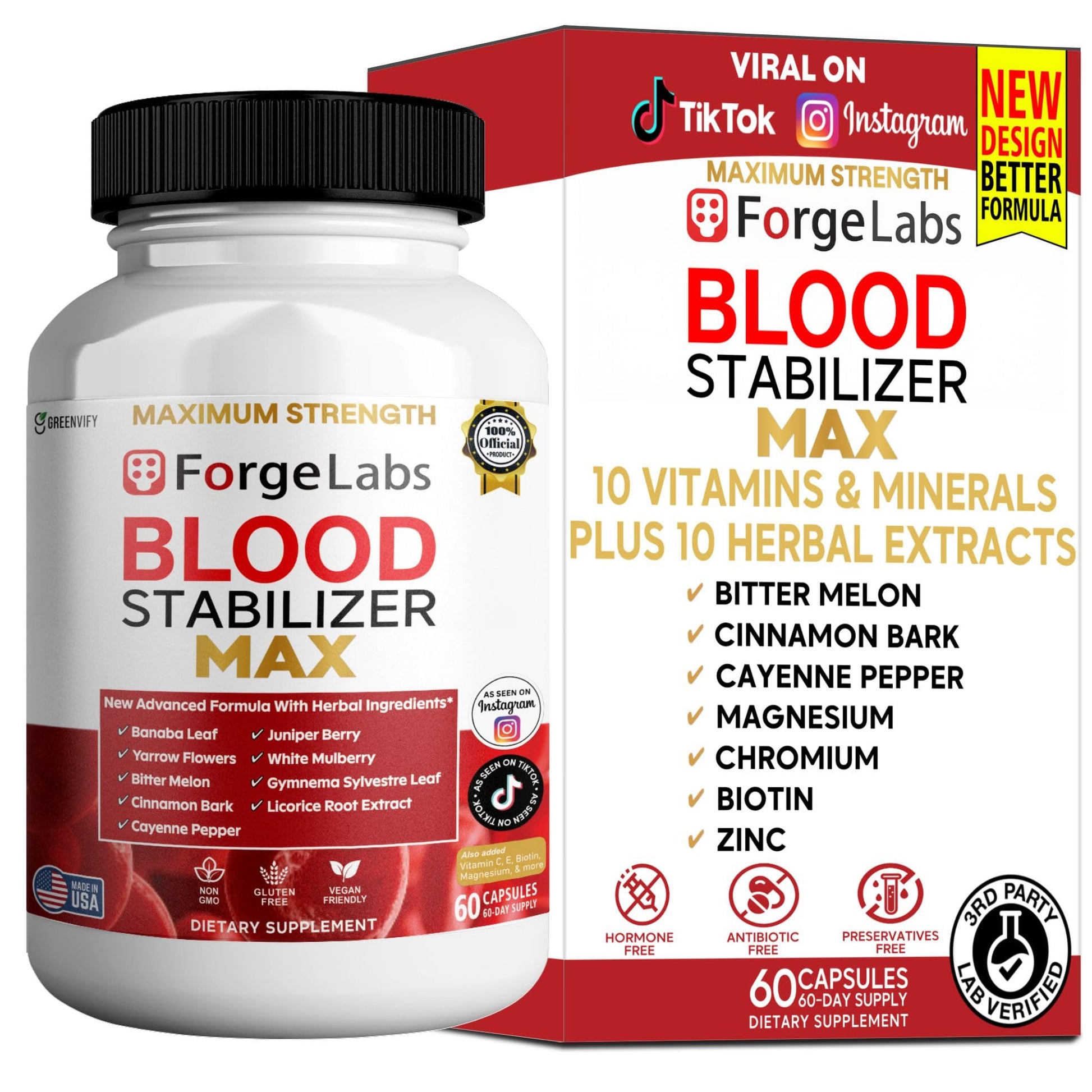 ForgeLabs Blood Stabilizer Max supplement bottle and packaging on a white background