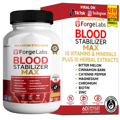 ForgeLabs Blood Stabilizer Max supplement bottle and packaging on a white background