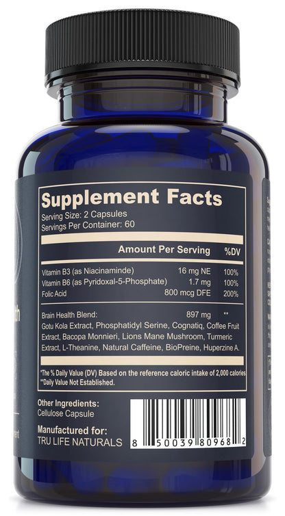 NEUROACT Brain Health Memory, Focus, Concentration, Mental Clarity with CognatiQ, Vitamin B3 & B6 | Manage Stress & Elevate Mood | Holistic Brain Health Formula, Sustained Energy & Well Being