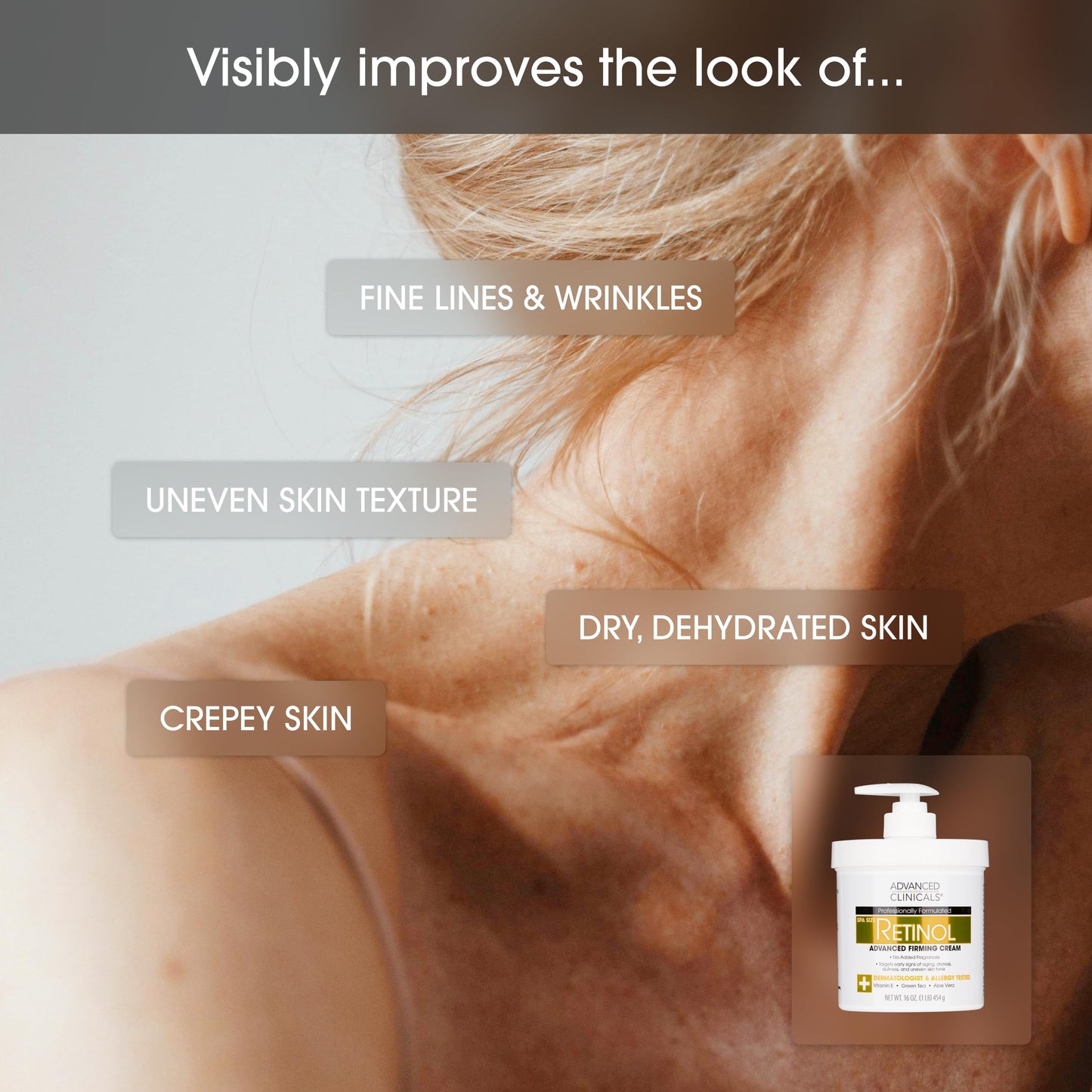 Advanced Clinicals Retinol Body Lotion & Face Moisturizer | Visible Anti Aging Skin Care Retinol Body Cream For Women & Men Targets Look Of Fine Lines