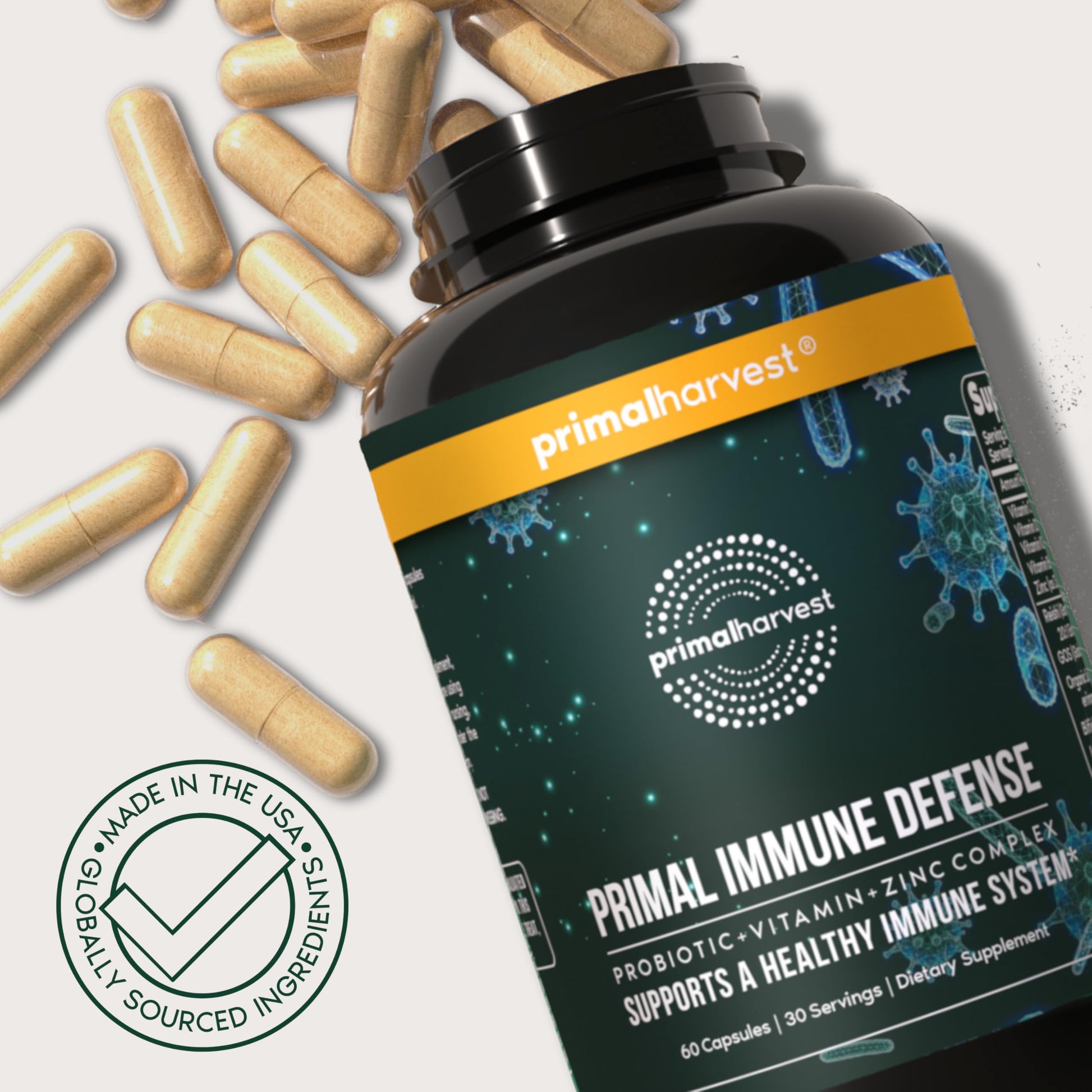 Primal Harvest Immune Defense 10-in-1 Supplement with Probiotics, Zinc, and Vitamins C, D3, K2, B6 Daily Immune Support for Adults Primal Harvest buy supplements Au