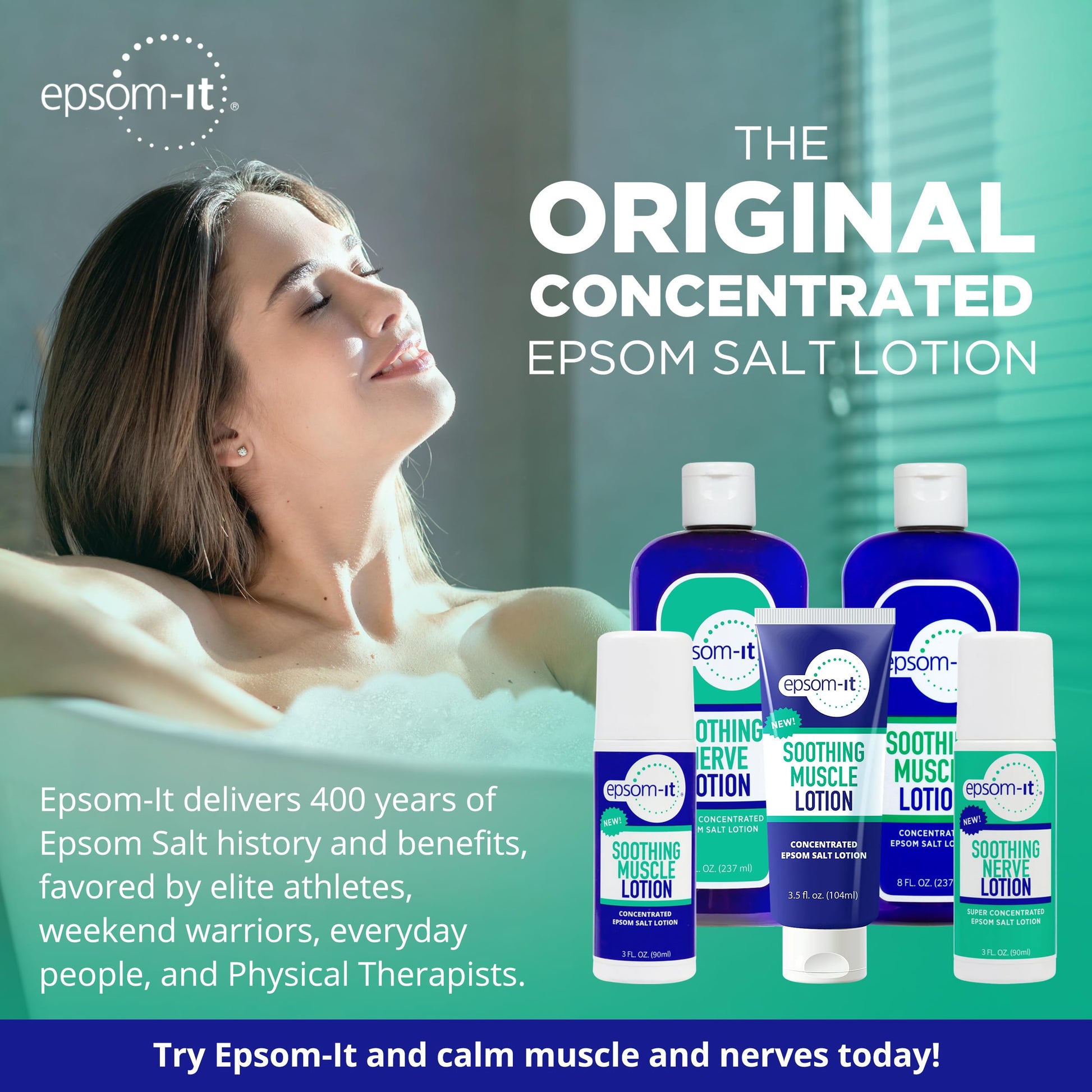 Epsom-It Soothing Muscle Lotion - Roll On Epsom Salt Lotion with Arnica for Muscle Stiffness, Leg, Knees and Feet Discomfort, Topical Magnesium Cream, 3oz EPSOM-ITBuy Supplements Australia