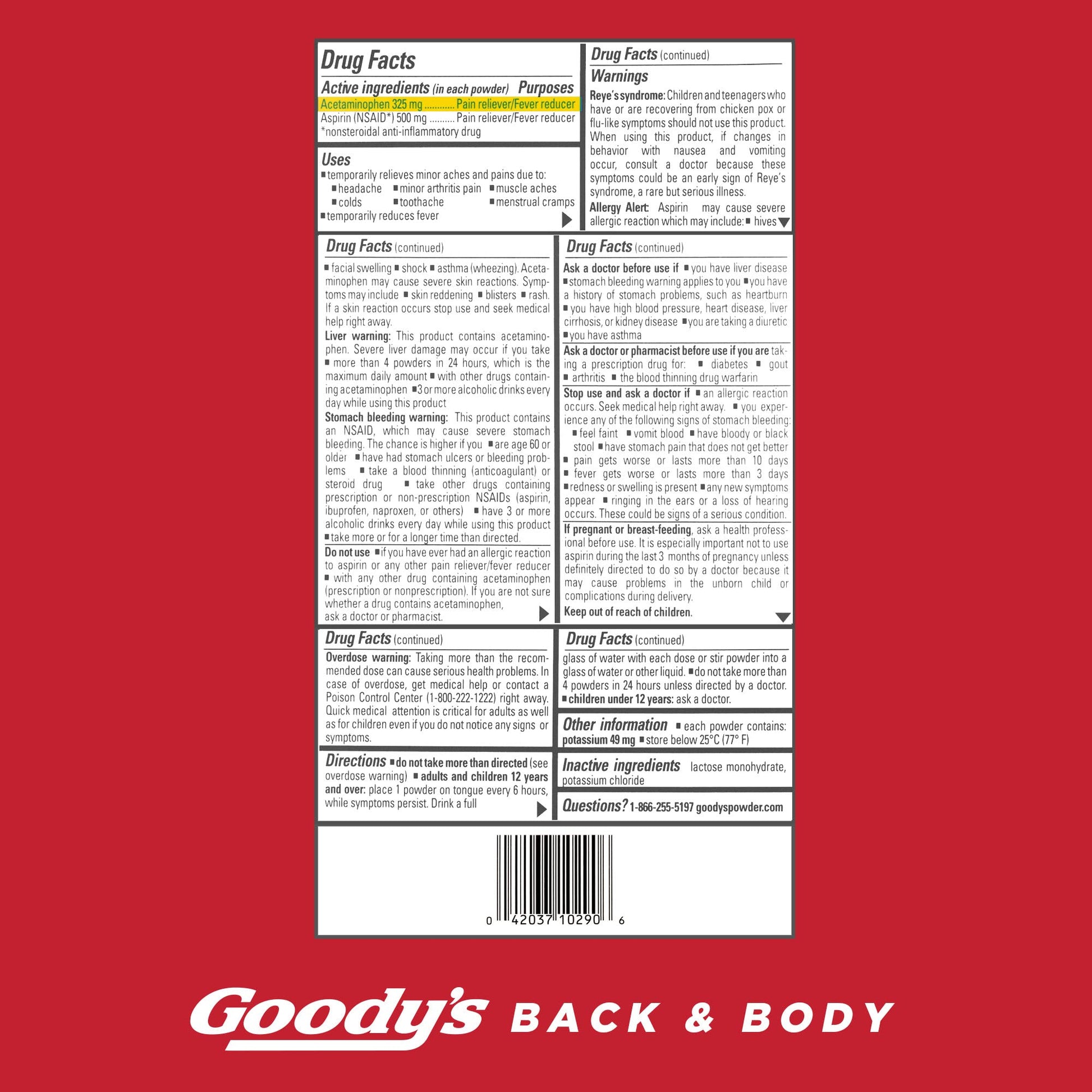 Goody's Body Ache & Back Pain Relief Powder, Dual Action with Acetaminophen & Aspirin, Caffeine-Free, 6 Count, Pack of 12 Goody'sBuy Supplements Australia