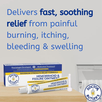 Doctor Butler’s Hemorrhoid & Fissure Ointment – Hemorrhoid Treatment and Hemorrhoid Cream with Lidocaine and Phenylephrine HCI for Fast Acting Relief of Pain, Swelling, Discomfort, and Itching (1 oz.) Doctor Butler'sBuy Supplements Australia