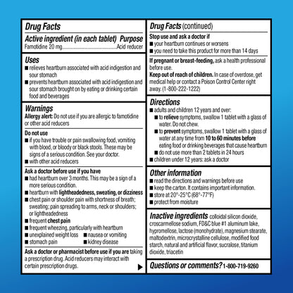 Amazon Basic Care Maximum Strength Famotidine 20mg Tablets, Acid Reducer, Prevents & Relieves Heartburn, Acid Indigestion, Cool Mint, 100 Count Amazon Basic Care buy supplements Au