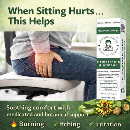 Dr. Seymour Butts Hemorrhoid Ointment – Lidocaine 5% Pain Relief for Burning, Itching & Irritation | External Hemorrhoid Care with Witch Hazel, Aloe & Botanical Support Dr. Seymour ButtsBuy Supplements Australia