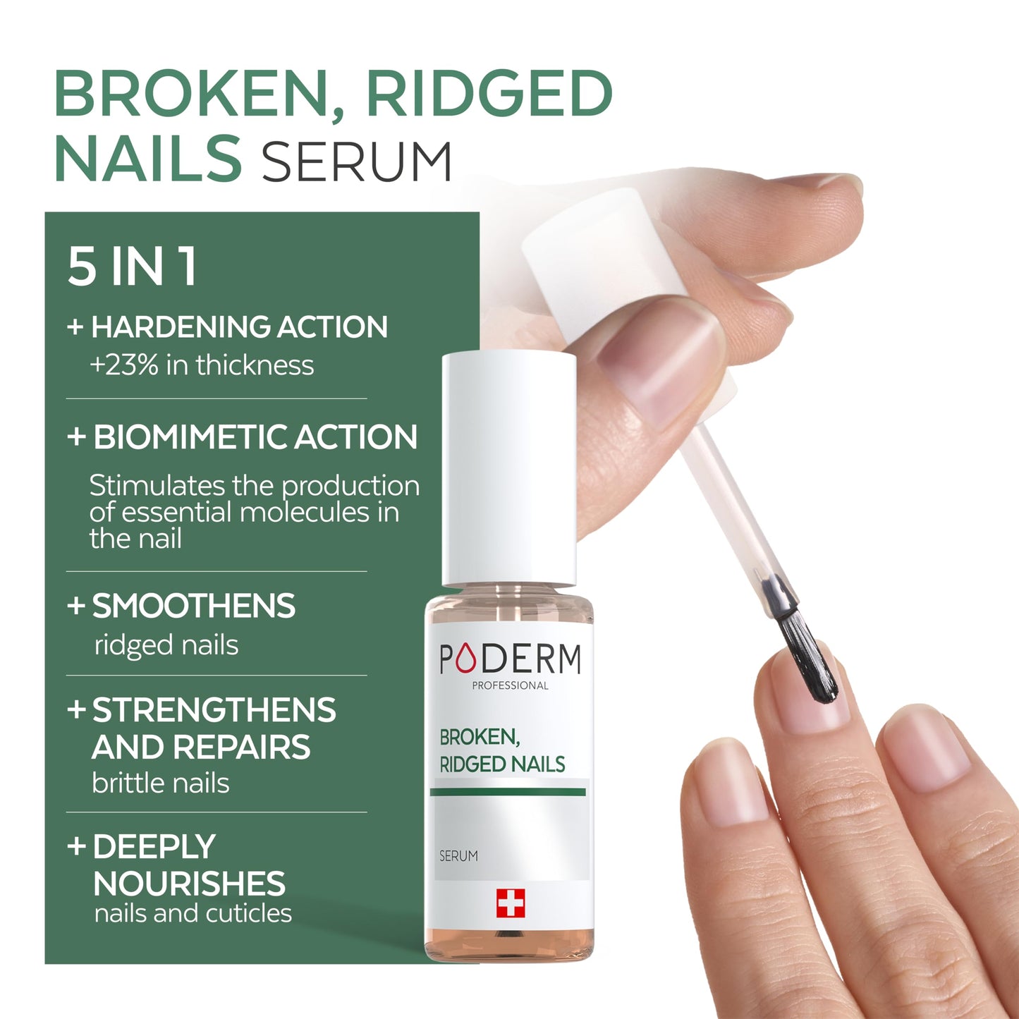 PODERM – 100% Natural Nail Repair - Revitalizes Damaged and Split Nails with Hydrating & Exfoliating Formula – Effective Nail care : Also Acts as a Nail Strengthener