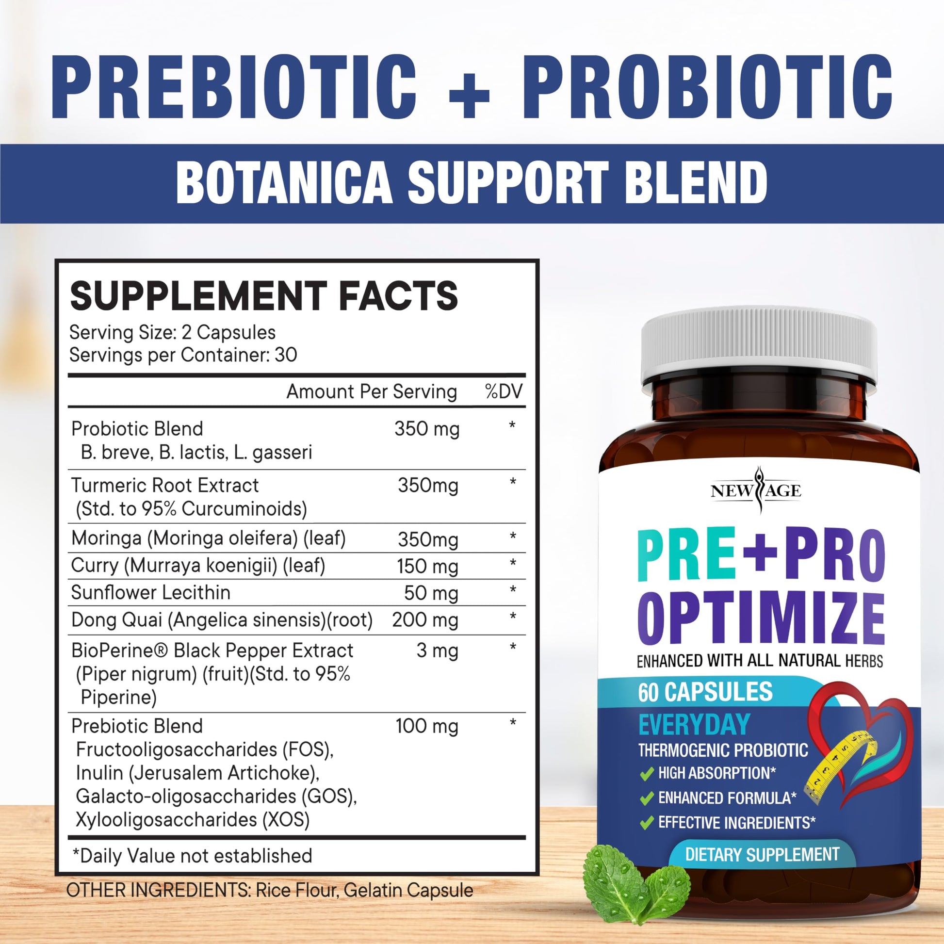 Pro Optimize Probiotics for Women, Menopause, 70 Billion CFU, Digestive Health - Relief for Bloating, Hot Flashes, Joint Support, Night Sweats - Gut Health & Metabolism - Dong Quai (120 (Pack of 2)) NEW AGE buy supplements Au