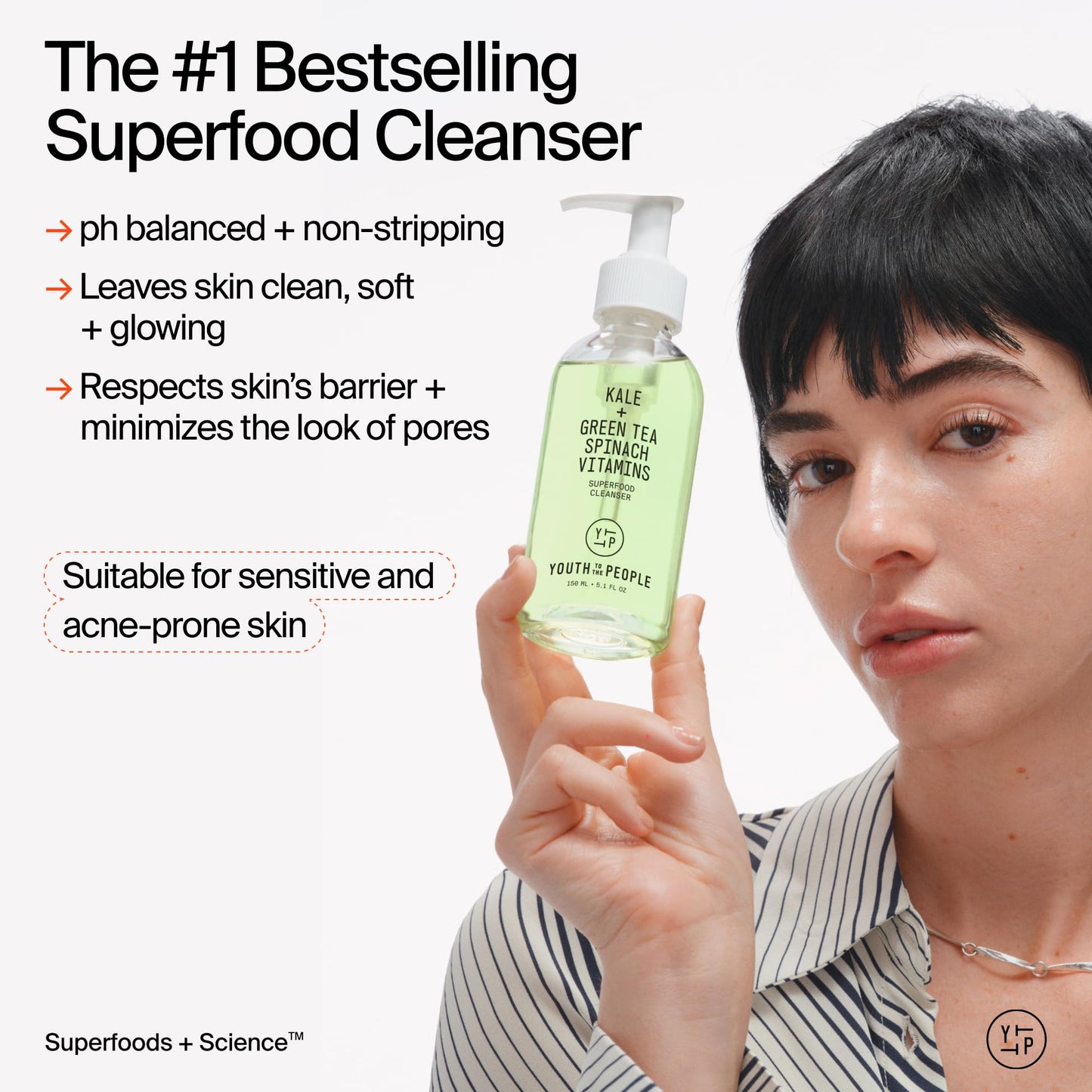 Youth To The People Superfood Facial Cleanser Full Size - Kale + Green Tea Daily Face Wash