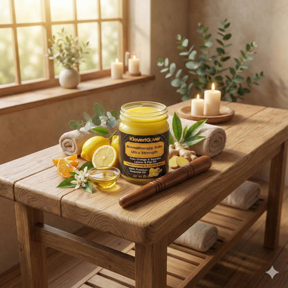 KleverKlover Back and Neck Aromatherapy Balm Ultra Strength for Healing Sore Muscle & Joint After Workout or Yoga - Plai Oil - Preservative Free- Citrus Scent + Free Massage Reflexology Wooden Stick KleverKloverBuy Supplements Australia