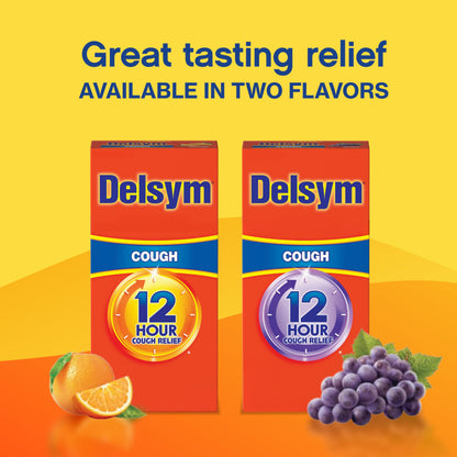 Delsym 12 Hour Cough Medicine for Adults, Powerful Relief for 12 Hours, Cough Suppressant Liquid with Extended-Release Dextromethorphan, Orange Flavor Liquid Cough Syrup, 5 Fl Oz (Pack of 1) Delsym buy supplements Au