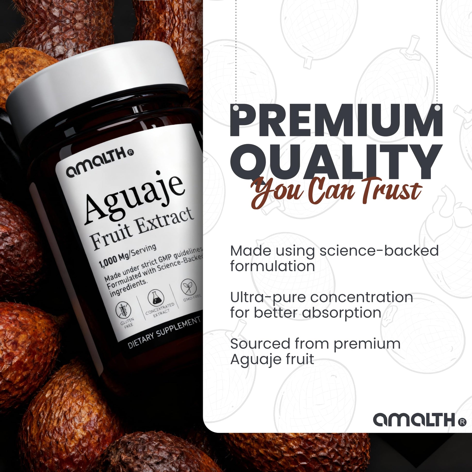 Amalth Aguaje Curves Capsule for Women 1000 mg- Extra Strength from Peru Natural Supplements- 120 Capsules Non- GMO Premium Quality Pills AMALTH buy supplements Au
