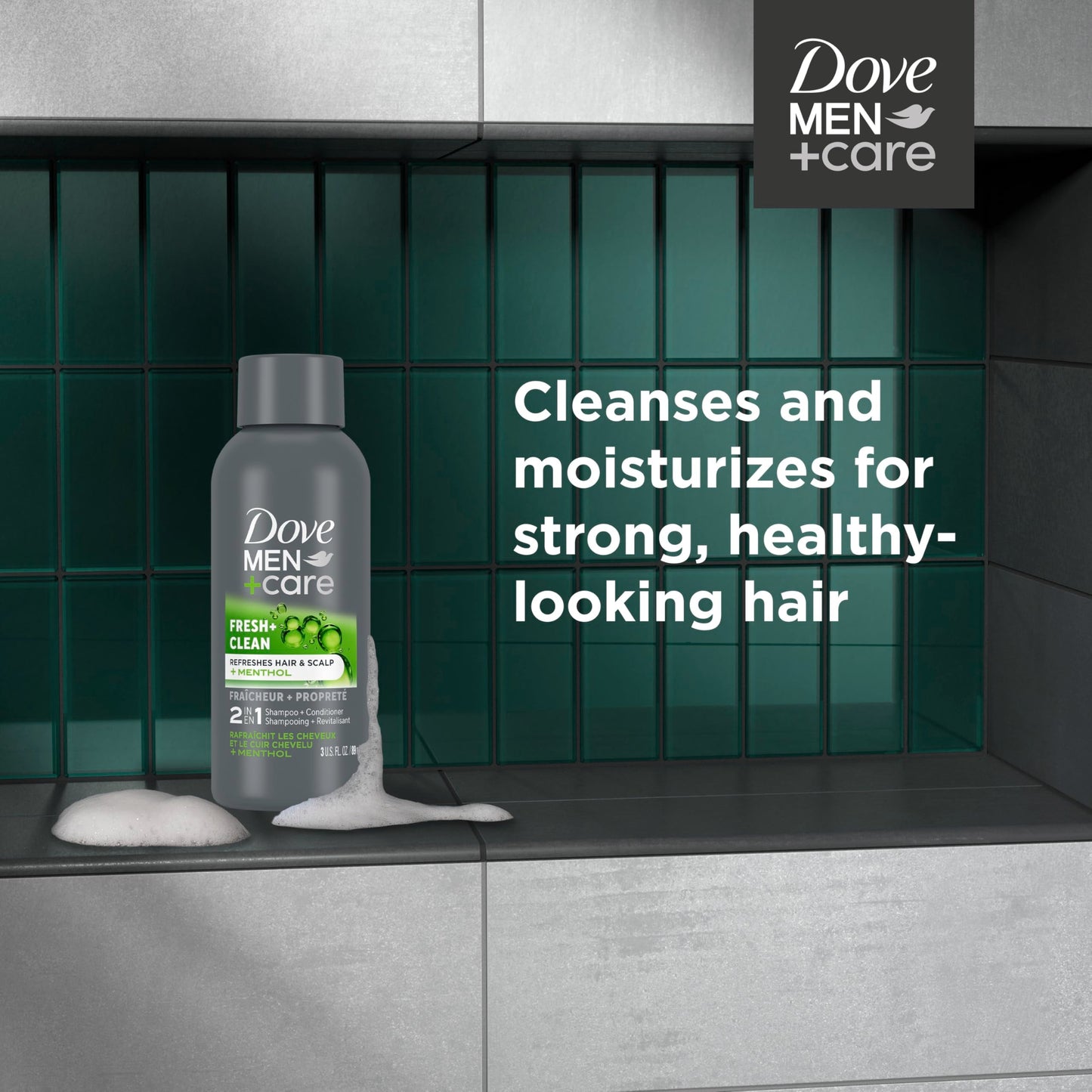 Dove Men+Care Fortifying 2 in 1 Shampoo and Conditioner Fresh and Clean with Caffeine for Normal to Oily Hair Helps Strengthen Thinning Hair 3 oz