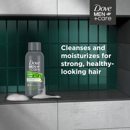 Dove Men+Care Fortifying 2 in 1 Shampoo and Conditioner Fresh and Clean with Caffeine for Normal to Oily Hair Helps Strengthen Thinning Hair 3 oz