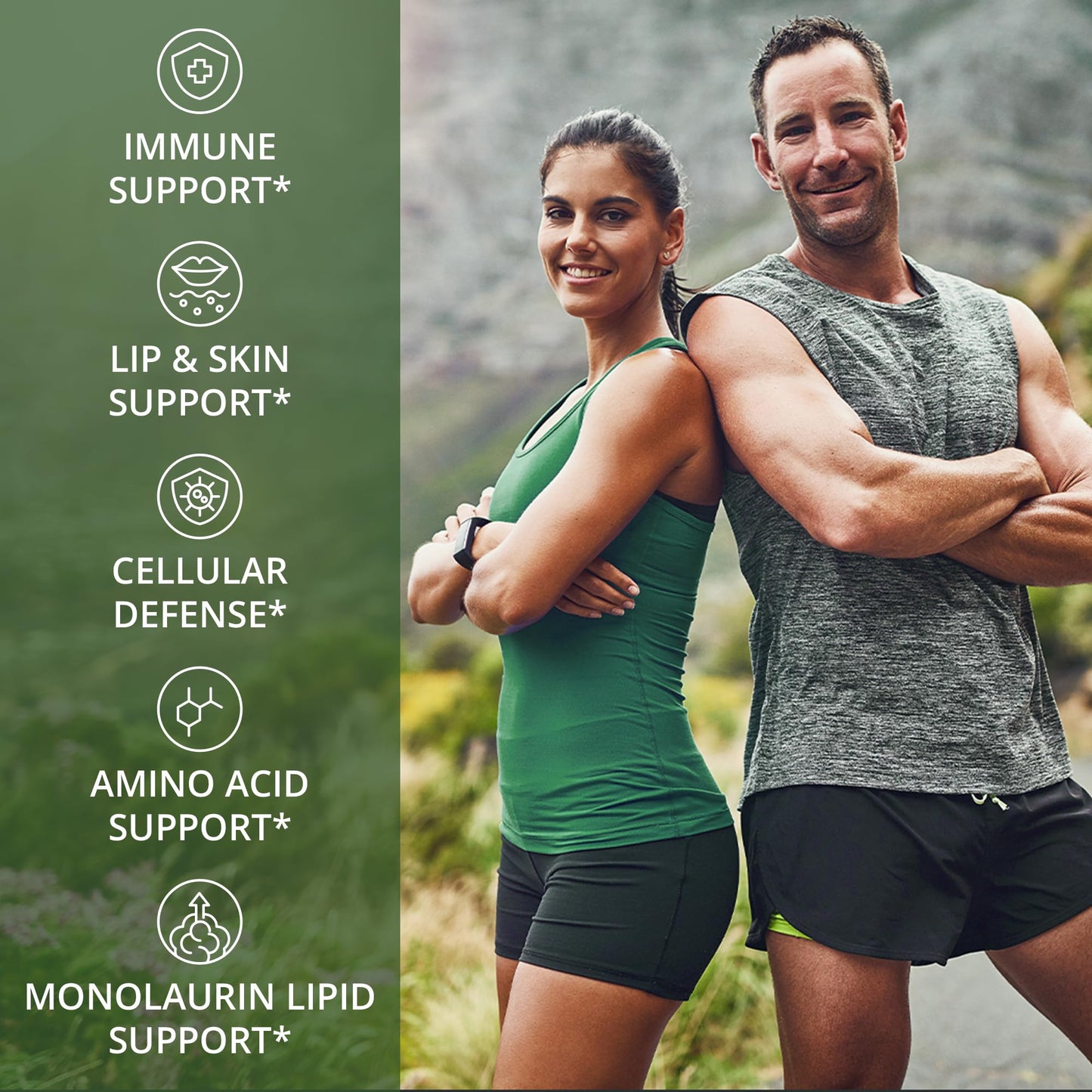 Peak Performance L Lysine 1000mg + Monolaurin 500mg High Potency Supplement for Lips, Skin, & Immune Support - L-Lysine 2-in-1 Bioavailable Supplements