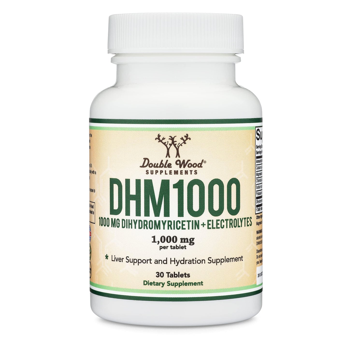 DHM1000 Dihydromyricetin (DHM) Tablets - Most Powerful DHM Supplement on The Market - 1,000mg per Capsule (30 Count) Enhanced with Electrolytes