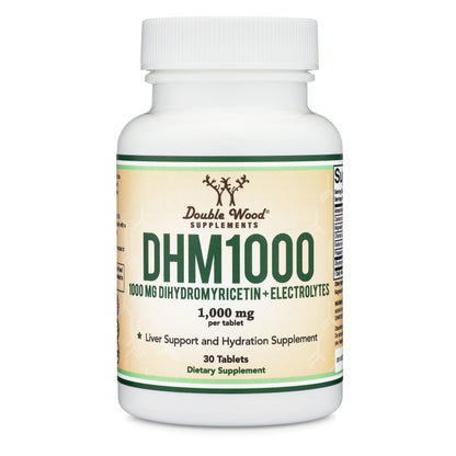 DHM1000 Dihydromyricetin (DHM) Tablets - Most Powerful DHM Supplement on The Market - 1,000mg per Capsule (30 Count) Enhanced with Electrolytes