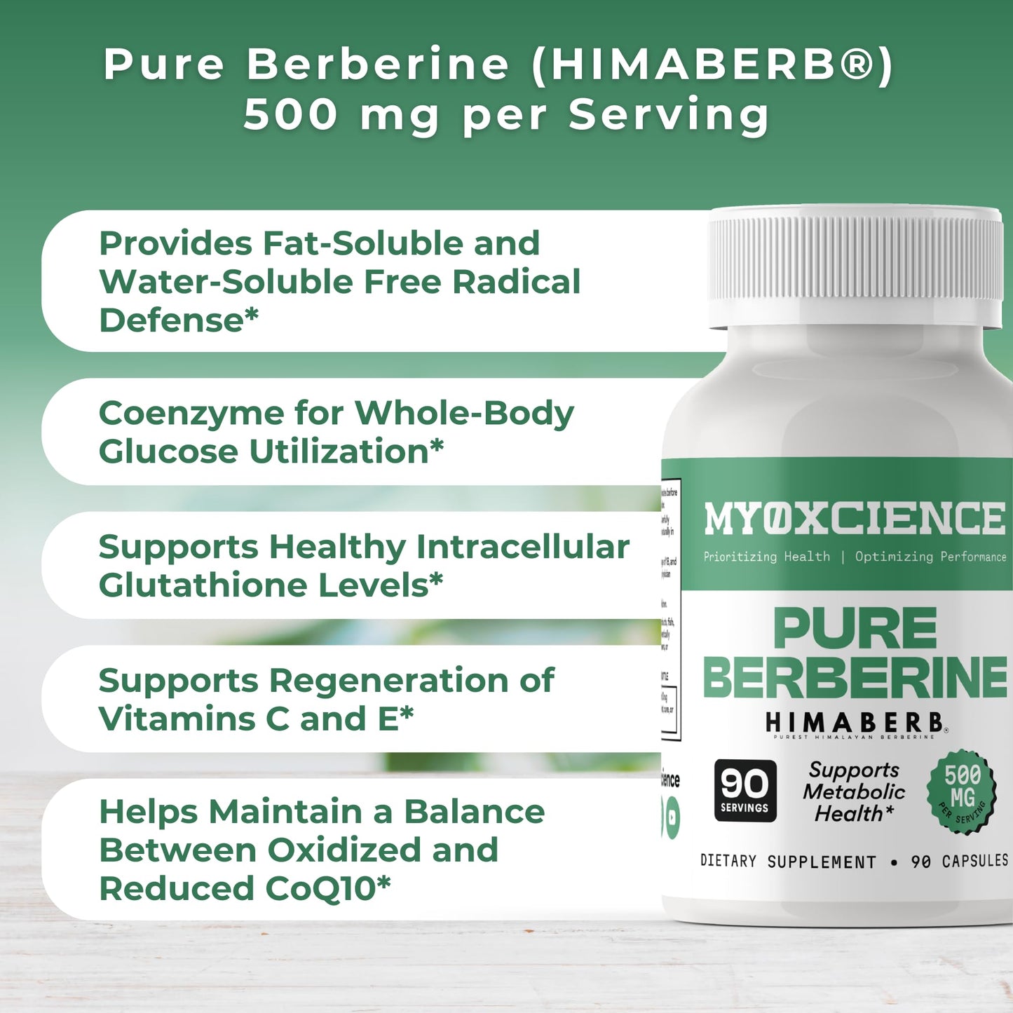 MYOXCIENCE Pure Berberine Himaberb | 500 mg of Berberine HCl per Serving | 90 Servings MYOXCIENCE buy supplements Au