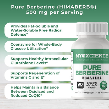 MYOXCIENCE Pure Berberine Himaberb | 500 mg of Berberine HCl per Serving | 90 Servings MYOXCIENCE buy supplements Au