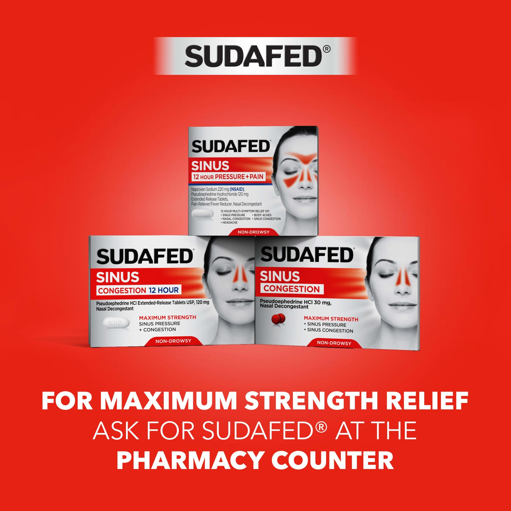 Sudafed PE Sinus Pressure + Pain Relief Tablets, Maximum Strength, Non-Drowsy, OTC Sinus Relief Medicine with Acetaminophen Pain Reliever & Phenylephrine HCl Nasal Decongestant, 24 ct Sudafed buy supplements Au