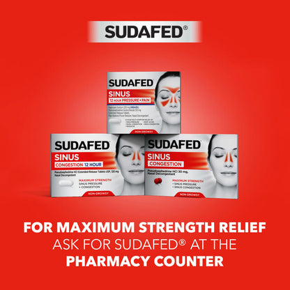 Sudafed PE Sinus Congestion Relief Tablets, Maximum Strength, Non-Drowsy 10 mg Phenylephrine HCI Decongestant for Sinus Pressure & Nasal Congestion Relief, Due to Cold or Allergies, 36 ct Sudafed buy supplements Au