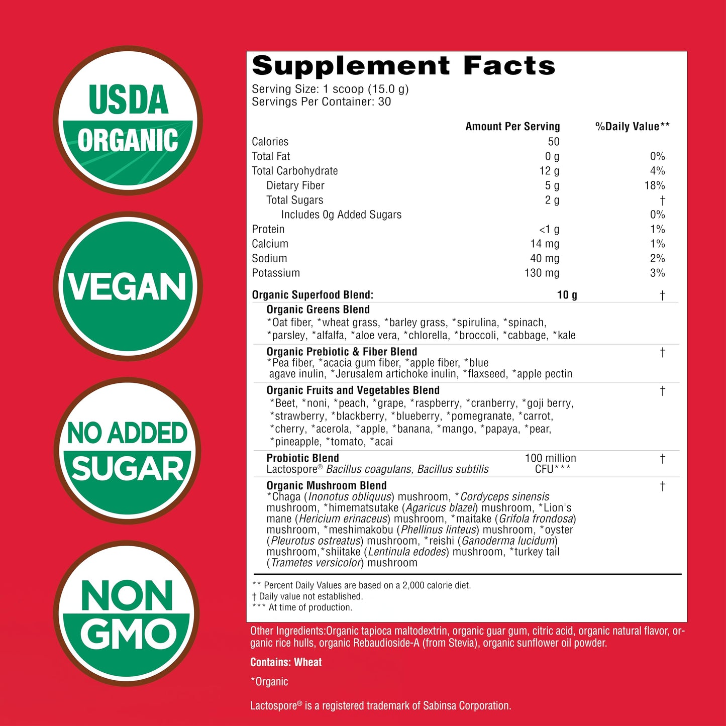 Country Farms Super Greens Berry Flavor, 50 Organic Super Foods, USDA Organic Drink Mix (Wheat Grass, Spirulina, Chlorella) Mushrooms & Probiotics, with Fiber, Gut Health, Natural Energy, 30 Servings Country Farms buy supplements Au