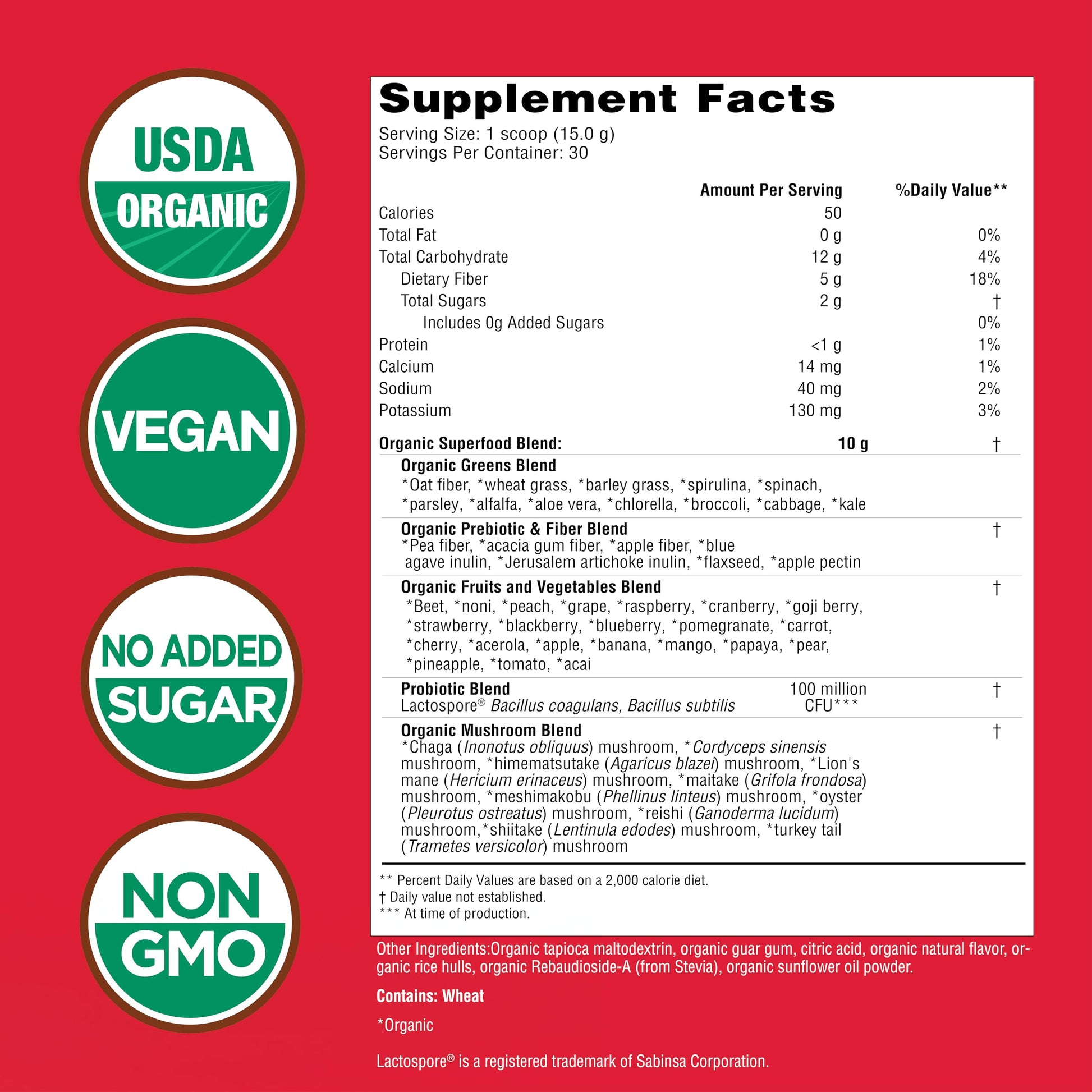 Country Farms Super Greens Berry Flavor, 50 Organic Super Foods, USDA Organic Drink Mix (Wheat Grass, Spirulina, Chlorella) Mushrooms & Probiotics, with Fiber, Gut Health, Natural Energy, 30 Servings Country Farms buy supplements Au