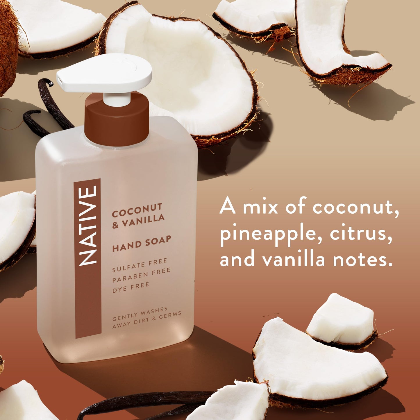 Native Liquid Hand Soap, Coconut & Vanilla Scent, Non-Drying Formula for Soft, Smooth Hands