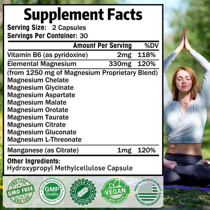 Magnesium Supplement with 9 Forms of High Absorption Magnesium Glycinate, L-threonate, Citrate, Malate and More for Muscle, Brain Support, Non-GMO, Gluten & Soy Free, 60 Capsules Simlike buy supplements Au