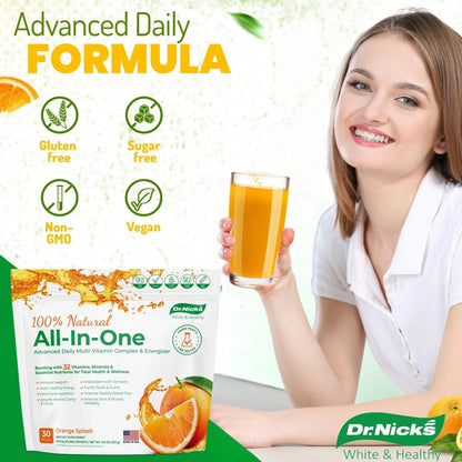 Dr. Nick's Multivitamin Powder for Women, 30 Pack, Orange Splash, Multivitamin for Women with 32 Vitamins and Minerals Dr.Nick's White & Healthy
