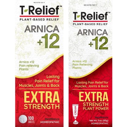 MediNatura T-Relief Extra Strength Pain Relief Arnica +12 Plant-Based Pain Relievers 100ct Tablets T-Relief Extra Strength Pain Relief 3oz Cream Bundle MediNaturaBuy Supplements Australia