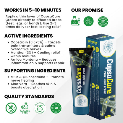 CapsaCare Cream with Capsaicin 0.125% & Magnesium, NeuroSoothe Blend with Arnica, Glucosamine, Menthol & Aloe, Fragrance Free, Non Greasy, Hydrating Topical Skin Cream for Men and Women, 100g (1 Pack) Bare WillowBuy Supplements Australia