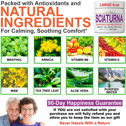 Sciatica Nerve Cream - Maximum Strength Comfort Cream for Feet, Hands, Legs, Toes, Back - Natural Ultra Strength Arnica, MSM, Menthol, Soothing Comfort, Large 4 Oz NuturnaBuy Supplements Australia