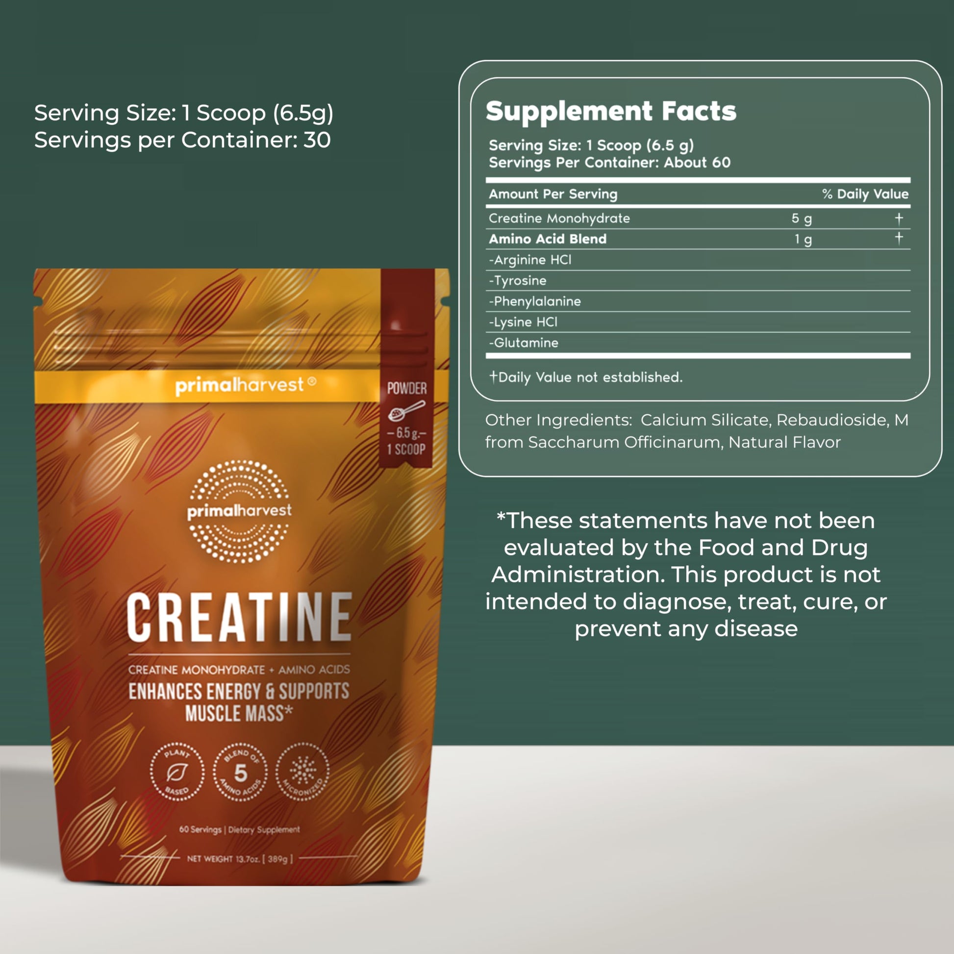 Primal Harvest Creatine Powder Supplement for Men and Women's Fitness, Workouts, and Muscle Growth, to Help Promote Recovery, Strength, Energy, and Endurance (1) Primal Harvest buy supplements Au