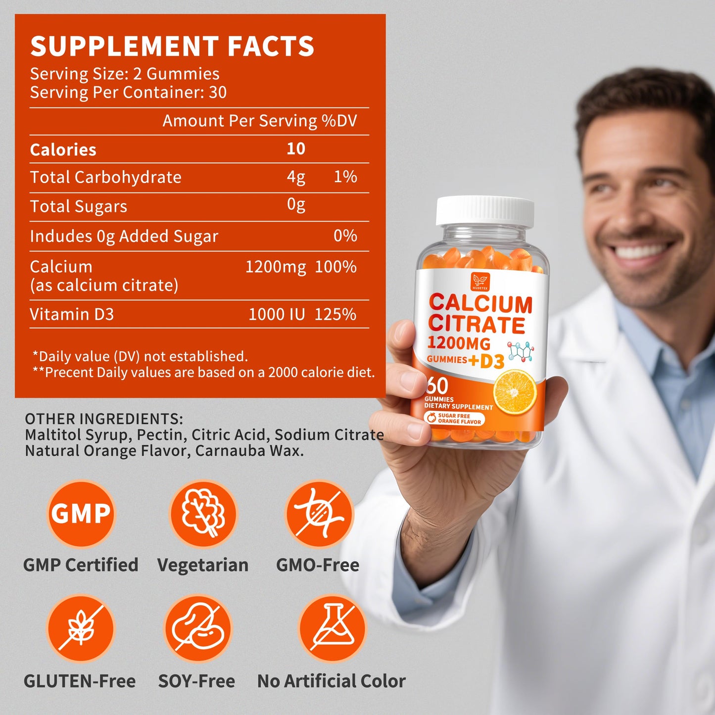 (2 Pack) Calcium Citrate 1200 mg with Vitamin D3 Gummies for Women & Men,Calcium Supplements for Bone & Teeth Support,High Absorption - Easy to Digest,
