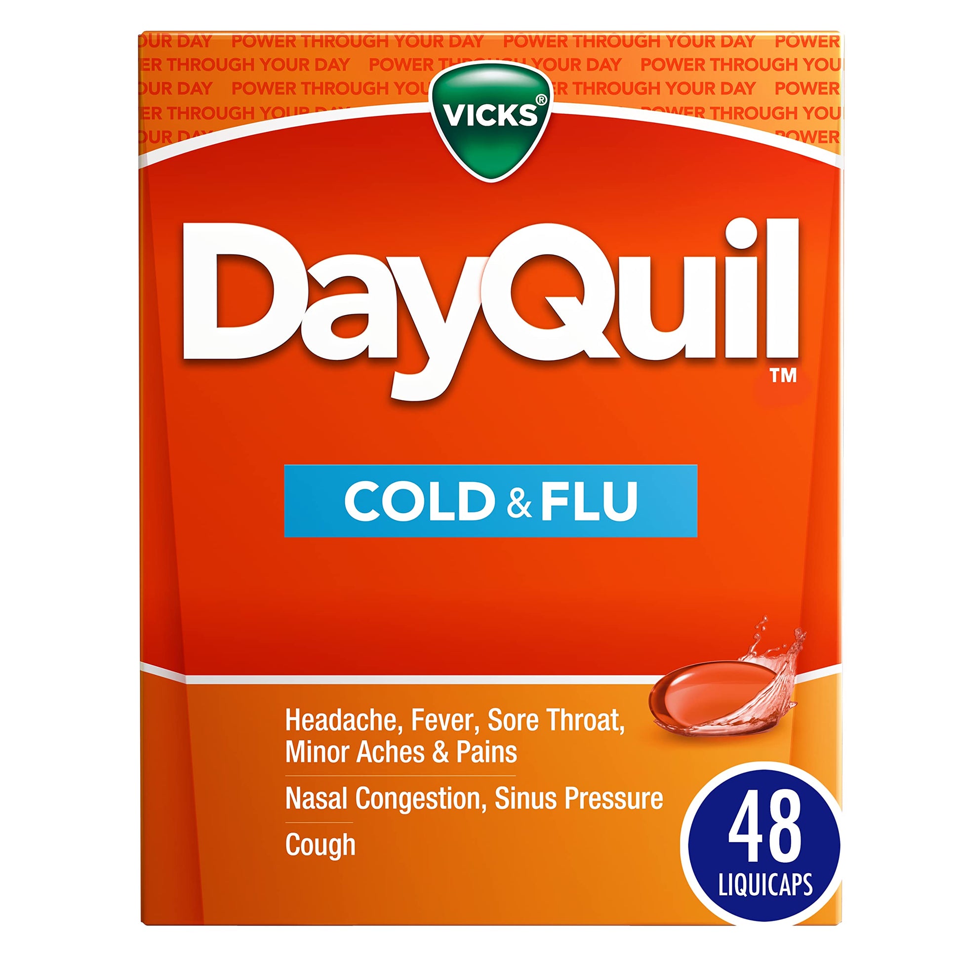 Vicks DayQuil Cold & Flu Medicine, Non-Drowsy Powerful Multi-Symptom Daytime Relief for Headache, Fever, Sore Throat, Minor Aches and Pains, Nasal Congestion, Sinus Pressure and Cough, 48 Liquicaps Vicks buy supplements Au