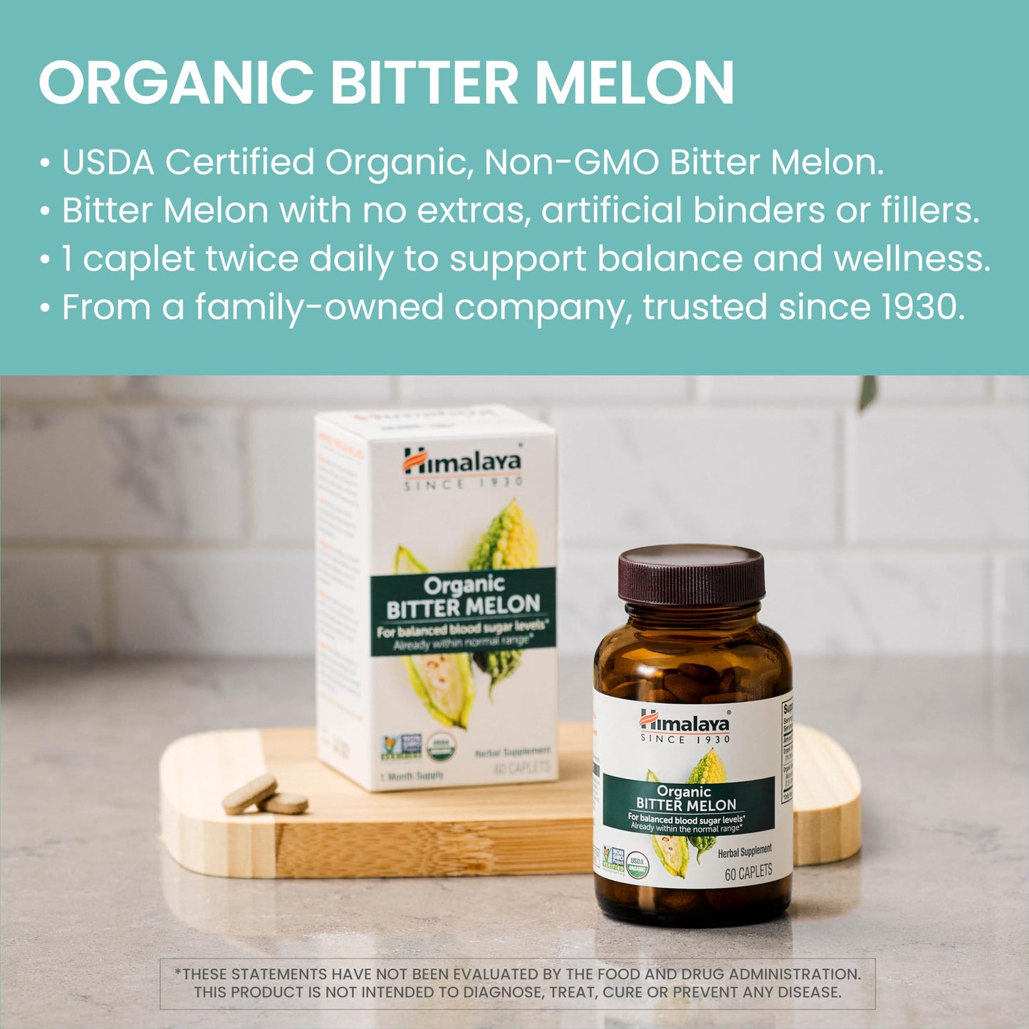 Himalaya Organic Bitter Melon - Herbal Glucose Metabolism Support - USDA Organic, Non-GMO, Vegan, Gluten Free