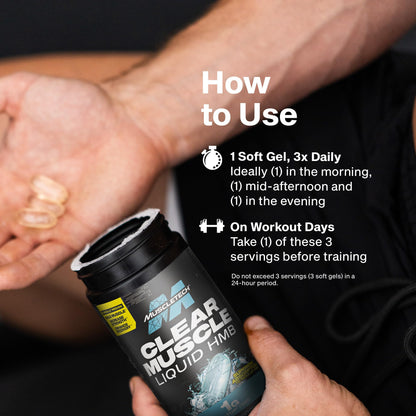 Muscletech HMB Supplements 1000mg, Clear Muscle (42 Liquid Softgels) - Highest Grade HMB for Lean Muscle & Recovery-HMB Free Acid Muscle Supplement-Help Decrease